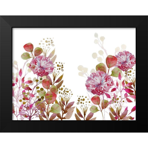 Floral field 1 Black Modern Wood Framed Art Print by Boho Hue Studio