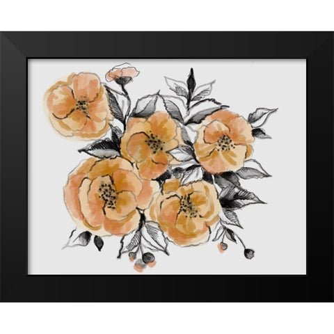 Floral field Black Modern Wood Framed Art Print by Boho Hue Studio