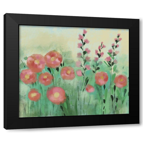 Floral Field Black Modern Wood Framed Art Print with Double Matting by Boho Hue Studio