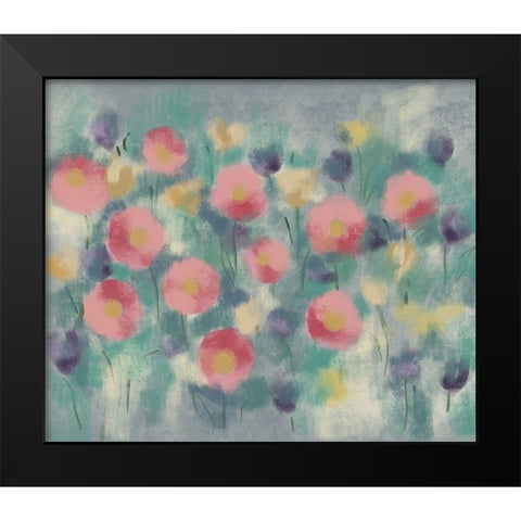 Floral field II Black Modern Wood Framed Art Print by Boho Hue Studio