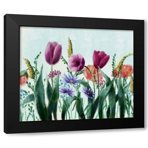 Floral field 1 Black Modern Wood Framed Art Print with Double Matting by Boho Hue Studio