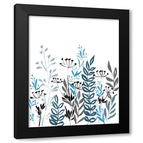 Blue field 1 Black Modern Wood Framed Art Print by Boho Hue Studio
