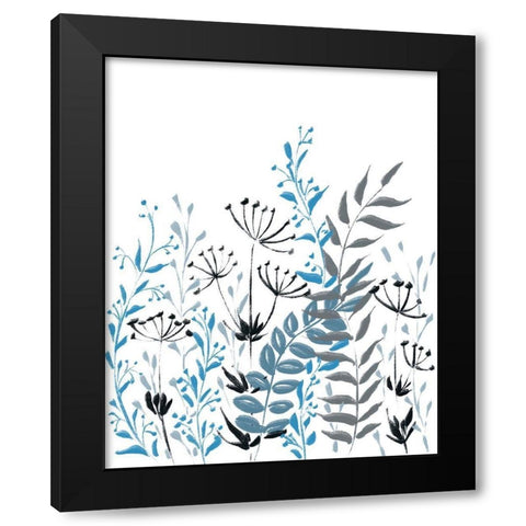 Blue field 2 Black Modern Wood Framed Art Print by Boho Hue Studio