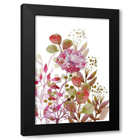 Floral field Bloom Black Modern Wood Framed Art Print with Double Matting by Boho Hue Studio