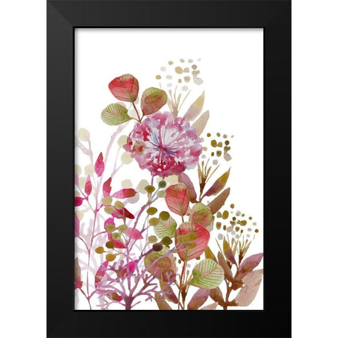 Floral field Bloom Black Modern Wood Framed Art Print by Boho Hue Studio