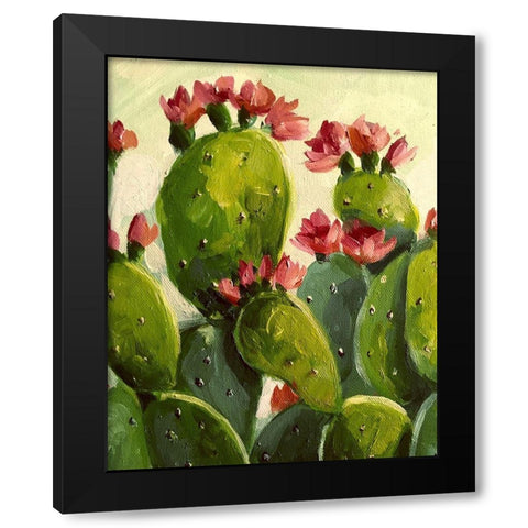 Cactus Black Modern Wood Framed Art Print with Double Matting by Boho Hue Studio