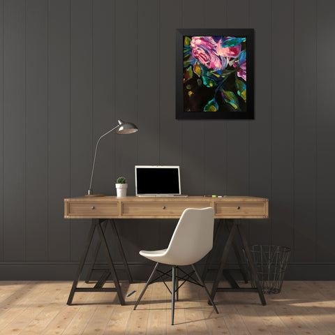 Roses7 Black Modern Wood Framed Art Print by Boho Hue Studio