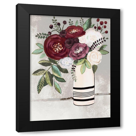 Neutral Floral Bouquet 1 Black Modern Wood Framed Art Print with Double Matting by Boho Hue Studio