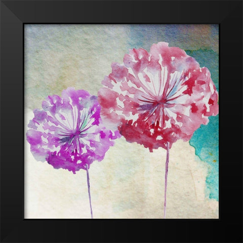 Poof Pair Black Modern Wood Framed Art Print by Boho Hue Studio