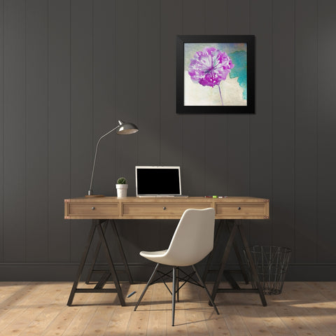 Purple Poof Black Modern Wood Framed Art Print by Boho Hue Studio