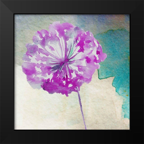 Purple Poof Black Modern Wood Framed Art Print by Boho Hue Studio