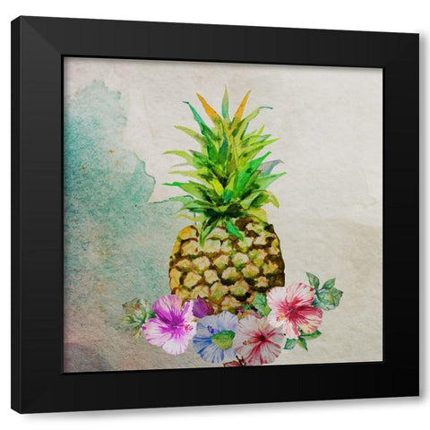 Pineapple Black Modern Wood Framed Art Print with Double Matting by Boho Hue Studio