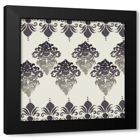 Blue Ombre Damask 4 Black Modern Wood Framed Art Print with Double Matting by Boho Hue Studio