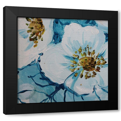 Blue Flora A Black Modern Wood Framed Art Print with Double Matting by Boho Hue Studio