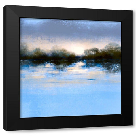 Blue Landscape Black Modern Wood Framed Art Print by Boho Hue Studio