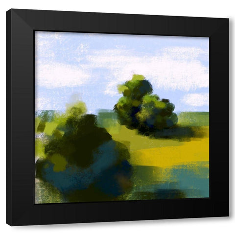 Green Landscape Black Modern Wood Framed Art Print by Boho Hue Studio