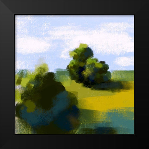 Green Landscape Black Modern Wood Framed Art Print by Boho Hue Studio