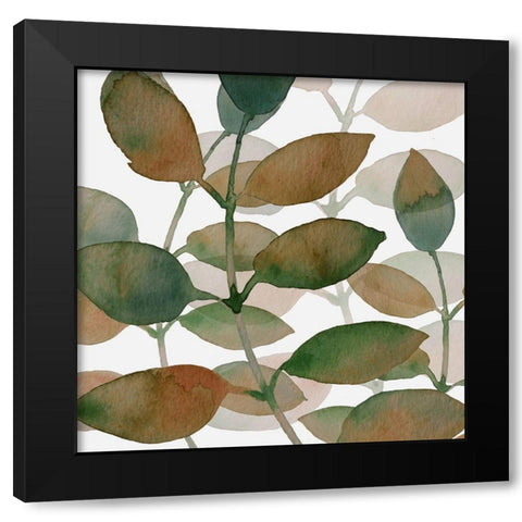 Leaf By Leaf 2 Black Modern Wood Framed Art Print with Double Matting by Boho Hue Studio