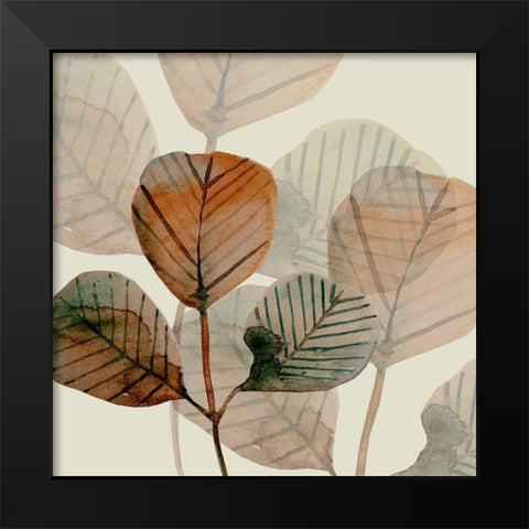 Squared Brown Leaves 1 Black Modern Wood Framed Art Print by Boho Hue Studio