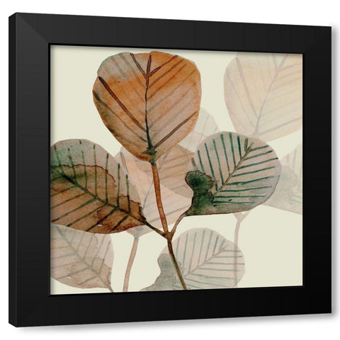 Squared Brown Leaves 2 Black Modern Wood Framed Art Print by Boho Hue Studio