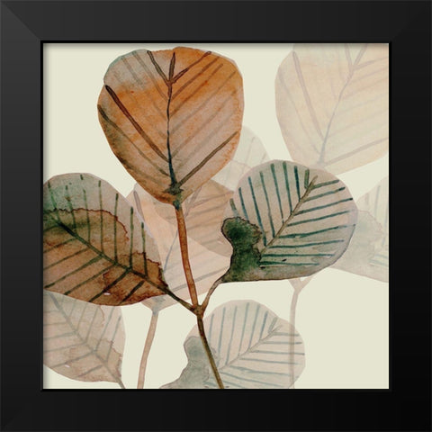 Squared Brown Leaves 2 Black Modern Wood Framed Art Print by Boho Hue Studio