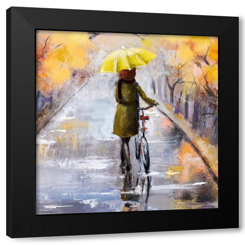 Rainy Day Black Modern Wood Framed Art Print by Boho Hue Studio