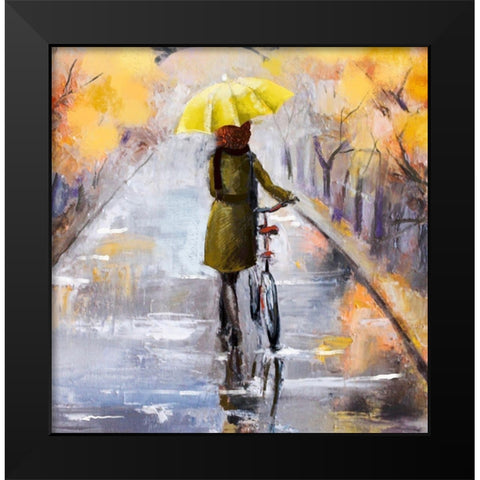 Rainy Day Black Modern Wood Framed Art Print by Boho Hue Studio