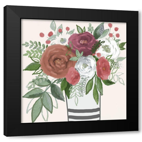 Warming Bouquet 1 Black Modern Wood Framed Art Print by Boho Hue Studio