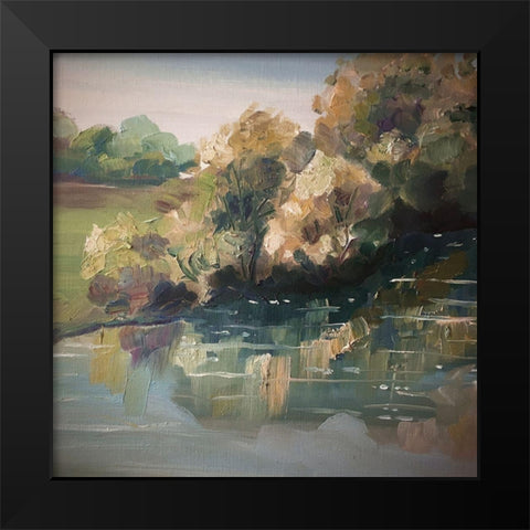 Autumn River Black Modern Wood Framed Art Print by Boho Hue Studio