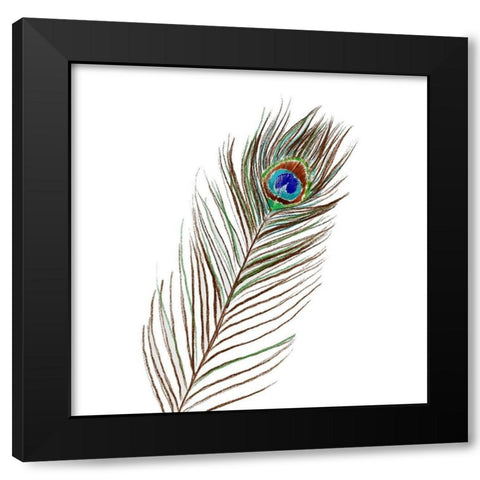 Peacock Single 1 Black Modern Wood Framed Art Print by Boho Hue Studio