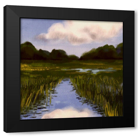 Marsh Wonder Black Modern Wood Framed Art Print with Double Matting by Boho Hue Studio