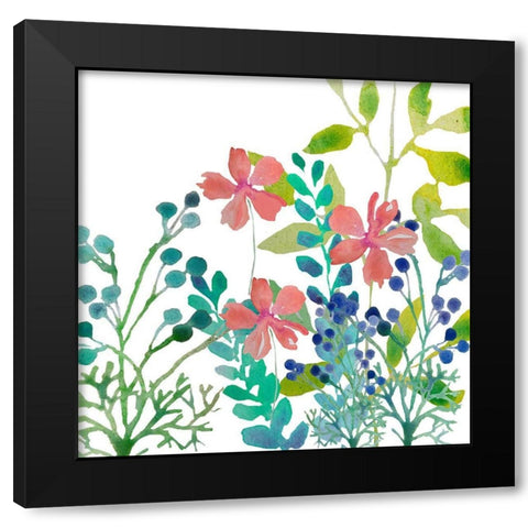 Flowers Square Black Modern Wood Framed Art Print with Double Matting by Boho Hue Studio