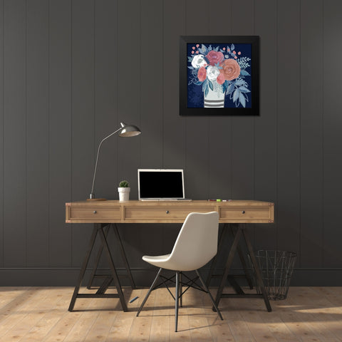 Peaceful Bouquet 1 Black Modern Wood Framed Art Print by Boho Hue Studio