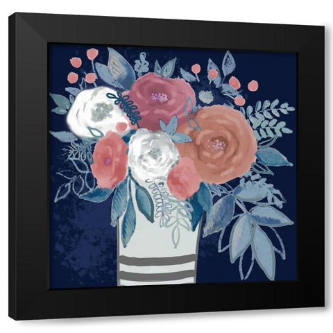 Peaceful Bouquet 1 Black Modern Wood Framed Art Print with Double Matting by Boho Hue Studio
