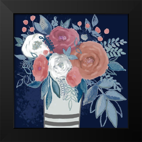 Peaceful Bouquet 1 Black Modern Wood Framed Art Print by Boho Hue Studio