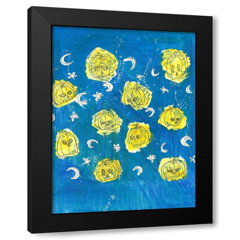 Glowing Pumpkins Black Modern Wood Framed Art Print with Double Matting by Bassani, Justine