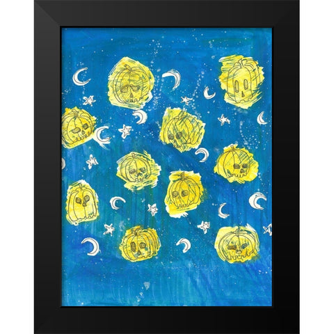 Glowing Pumpkins Black Modern Wood Framed Art Print by Bassani, Justine