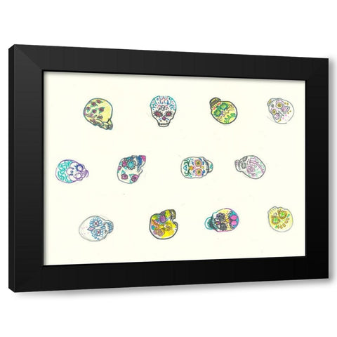 Assorted Skulls Black Modern Wood Framed Art Print by Bassani, Justine