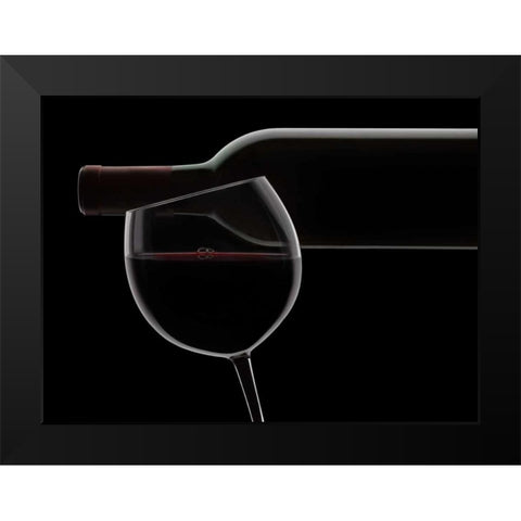 Red Wine Silhouette Black Modern Wood Framed Art Print by Seidman, Barry