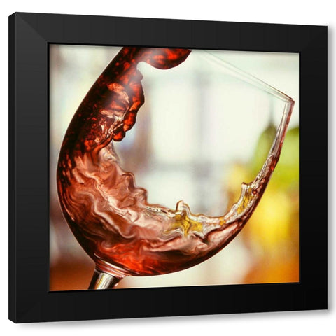 Red Wine Pour Black Modern Wood Framed Art Print with Double Matting by Seidman, Barry