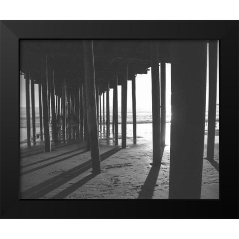 Under The Pier black and White Black Modern Wood Framed Art Print by Alvarez, Cynthia
