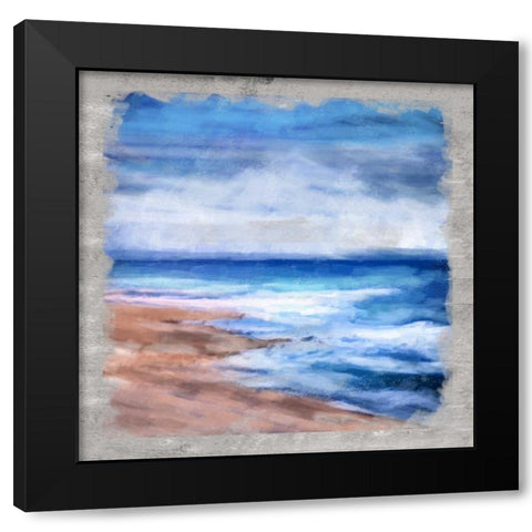 Waves Layered Black Modern Wood Framed Art Print by Alvarez, Cynthia