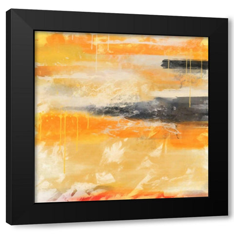 Orange Black Modern Wood Framed Art Print by Alvarez, Cynthia