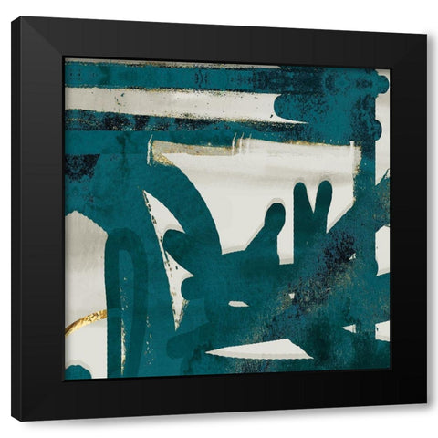 Teal and Flare Square A Black Modern Wood Framed Art Print by Alvarez, Cynthia