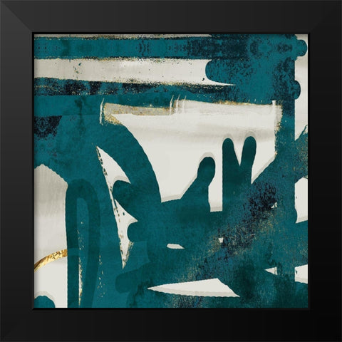 Teal and Flare Square A Black Modern Wood Framed Art Print by Alvarez, Cynthia