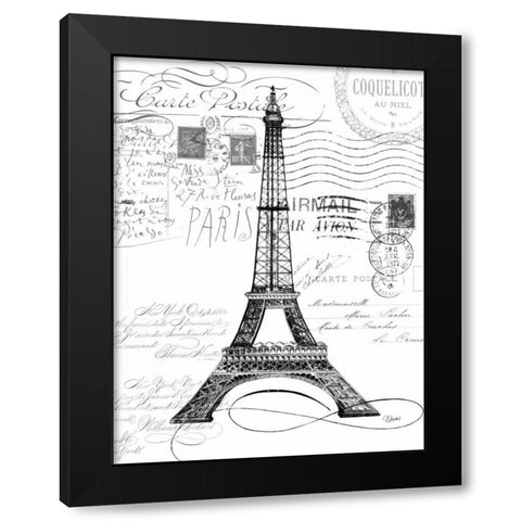 Eco Vintage Paris 1 Black Modern Wood Framed Art Print with Double Matting by Stevens, Carole