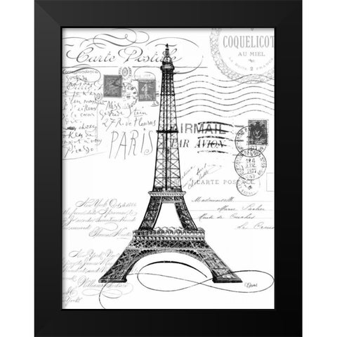 Eco Vintage Paris 1 Black Modern Wood Framed Art Print by Stevens, Carole