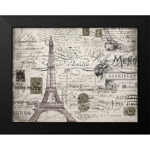 Eco Vintage Paris V2 Black Modern Wood Framed Art Print by Stevens, Carole