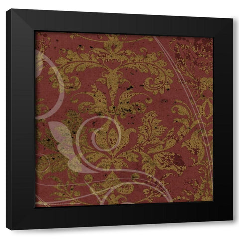Brandy Wine Damask Black Modern Wood Framed Art Print by Stevens, Carole