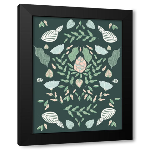 Botanical Unity Black Modern Wood Framed Art Print by Sweet Melody Designs